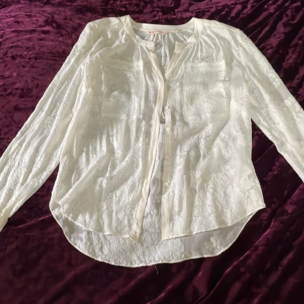 Rebecca Taylor - silk floral two toned button up blouse.